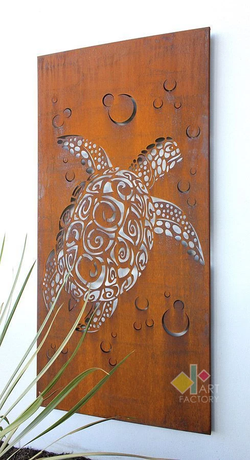 Wooden Sea Turtle Panel | CNC Cut Ocean Wall Art | Rustic Marine Decor